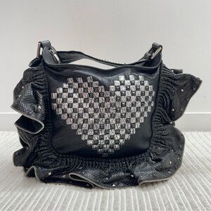 Vintage Kippys Coronado Heart Studded Leather Shoulder Bag
